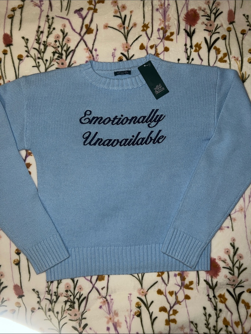 NWT Light Blue 'Emotionally Unavailable' Knit Sweater XS - Picture 4 of 6
